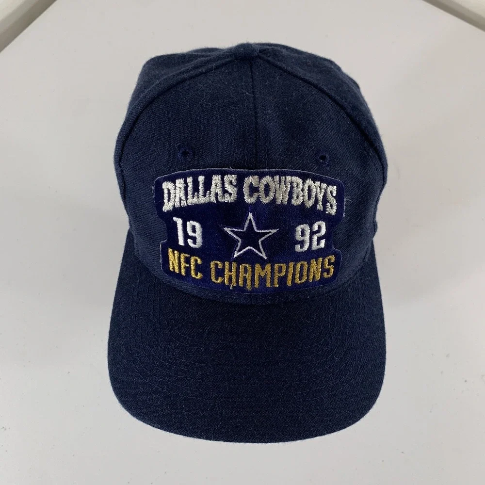 Vtg 1992 Dallas Cowboys NFL NFC Champions Snapback Hat Navy Embroidered Patch - Picture 2 of 11